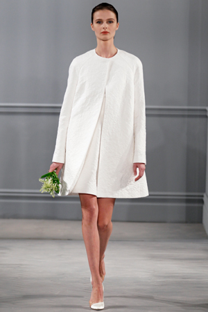 monique lhuiller wedding dress bridal fashion week ss14 1950s short skirt suit